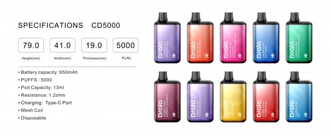 Drala Vape 5000 επανακαταλογηστέος λοβός Vape ριπών 0