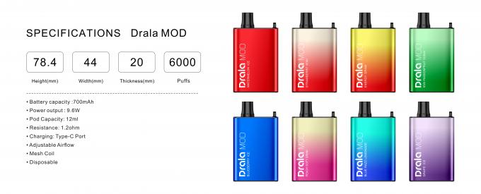 15ml επανακαταλογηστέος μίας χρήσης έλεγχος 6000 ροών αέρος κιβωτίων μίας χρήσης συσκευή λοβών Vape ριπών 0