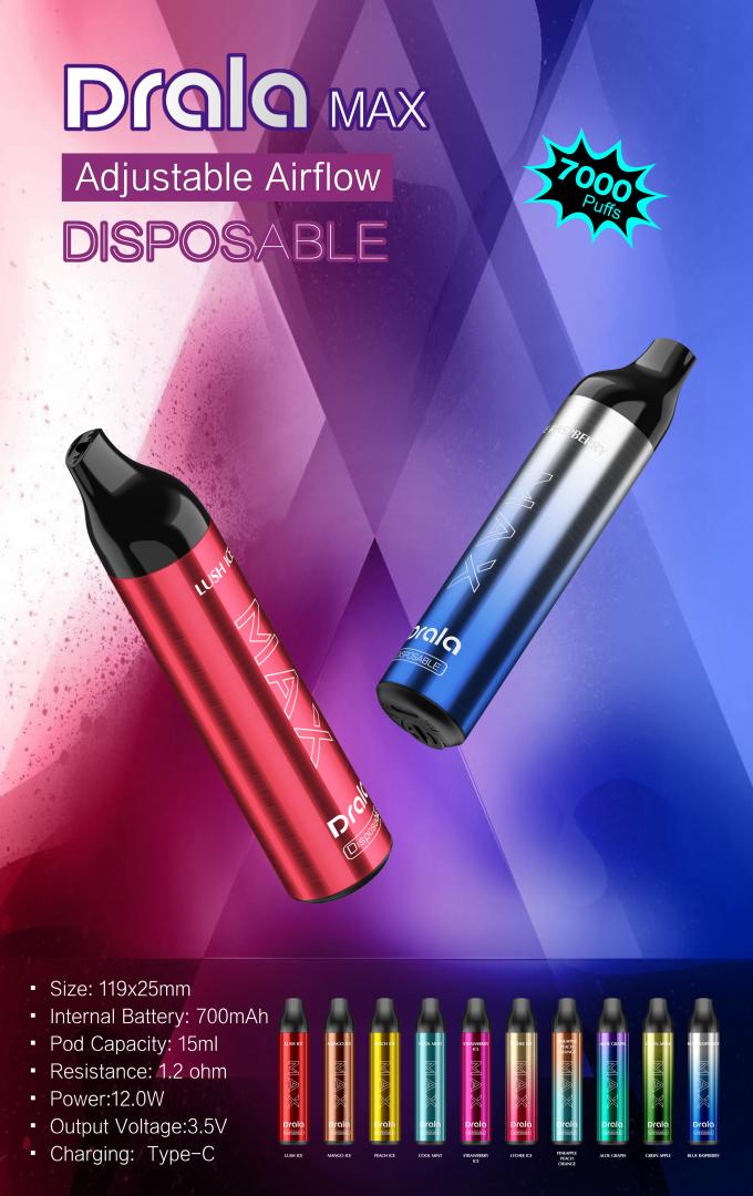 Μεγάλος μίας χρήσης Vape ελέγχου ροών αέρος λοβών Vape ριπών μίας χρήσης cOem μανδρών Rechargable 0
