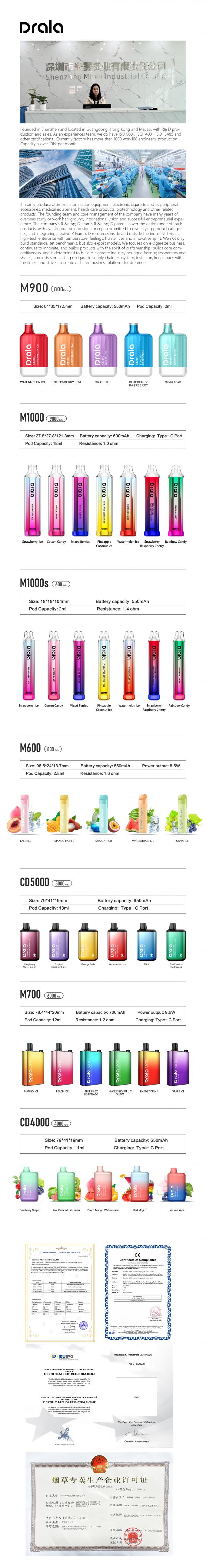 Drala Vape 5000 επανακαταλογηστέος λοβός Vape ριπών 4